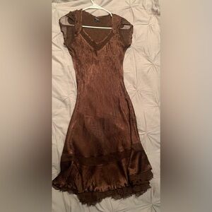 Komarov Evening Dress Small Elegant Brown Women's Dress Silk